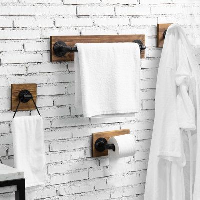 Hanging Robes, Farmhouse Towel Rack, Pipe Towel Rack, Black Towel Bar, Towel Organization, Rustic Aesthetic, Steampunk Decor, Plumbing Bathroom, Bathroom Hardware Set