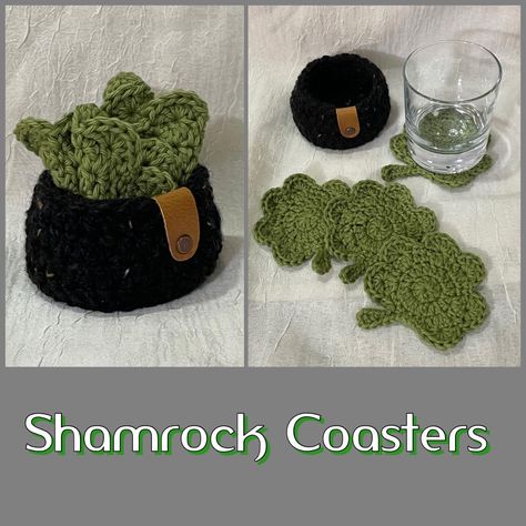 Shamrock Coasters with Pot Leaf Coasters, Faux Plants Decor, Spa Colors, Fingerless Gloves Crochet Pattern, Crochet Gloves Pattern, Crochet Fingerless Gloves, Crochet Gloves, Magic Circle, Wrist Warmers