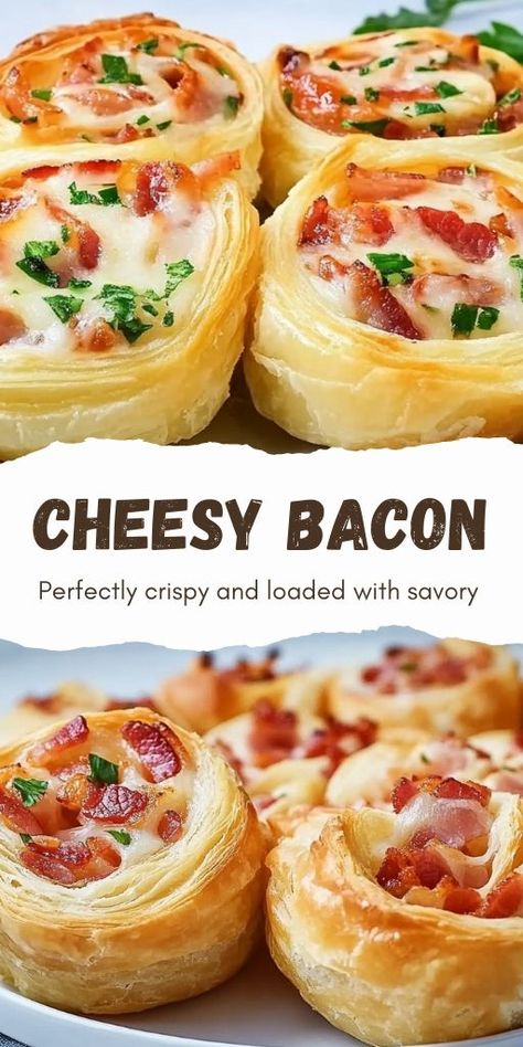 Cheesy Bacon Puff Pastry Snails Ingredients: 800g Puff Pastry 100g Tomato Sauce 200g Bacon, Diced 100g Spring Onion, Chopped 100g Parmesan Cheese, Grated 5g Salt 5g Black Pepper 5g Sweet Paprika 1 Egg, Beaten (for brushing) Butter (for greasing the baking sheet) #Bacon #PuffPastry Puff Pastry Bacon, Jam Cake Recipe, Bacon Puffs, Egg Pastry, Mushroom Sauce Recipe, Cheese Alternative, Easy To Make Snacks, Sweet Paprika, Cheese Pastry