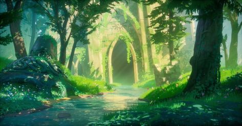 Anime Forest Aesthetic, Zelda Environment, Zelda Forest, Zelda Aesthetic, Anime Forest, Forest Temple, Forest Artwork, Forest Scenery, Forest Background