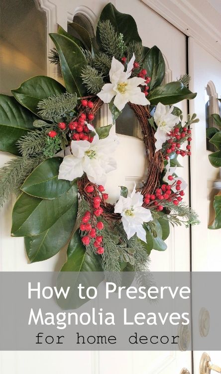 How to Preserve Magnolia Leaves with Mod Podge for Home Décor Preserve Magnolia Leaves, Leaves Wreaths, Cemetery Wreaths, Leaves Centerpiece, Magnolia Christmas Decor, Target Christmas Decor, Diy Magnolia Wreath, Magnolia Leaf Garland, Magnolia Decor