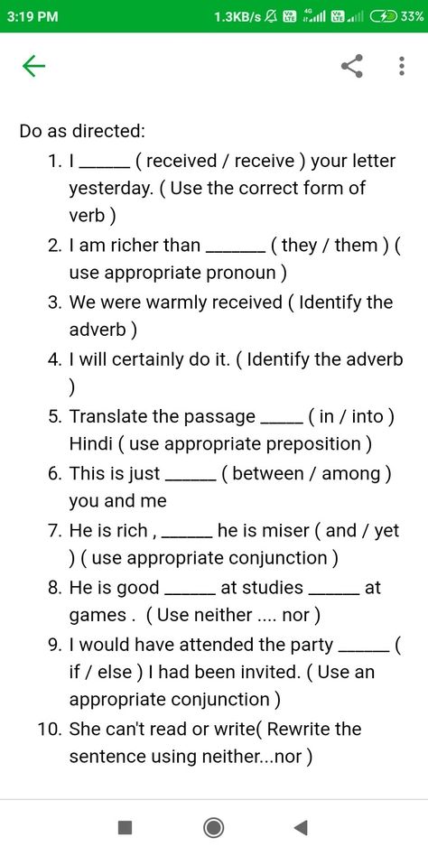 English Grammar Assignment for class 4 Letter Model, I Am Rich, Grammar Tips, English Grammar Worksheets, Class 9, Grammar Worksheets, Class 10, English Class, English Grammar