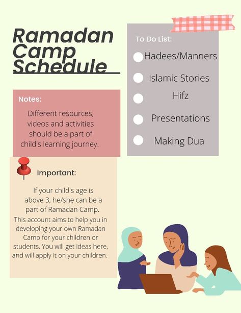 I'm going to start the series of courses and material related to Ramadan Camp. Camp Schedule, Presentation Video, Manners, To Do List, Ramadan, To Start, Presentation, Camping, How To Apply