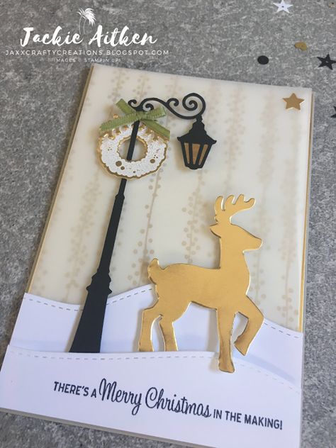 Brightly Lit Christmas Lamp Post Card 2/2 Lantern Cards, Christmas Lamp Post, Stampin Up Weihnachten, Stamped Christmas Cards, Christmas Lamp, Christmas Lantern, Santa's Sleigh, Homemade Christmas Cards, Stampin Up Christmas Cards