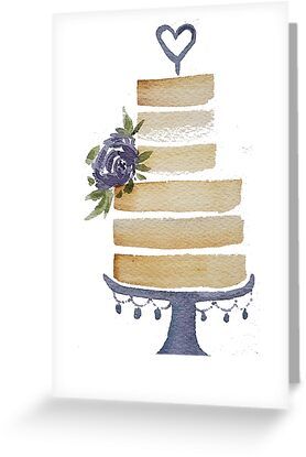 4" x 6" cards for every occasion. Digitally printed on heavyweight stock. Uncoated blank interior provides a superior writing surface. Comes with a kraft envelope. Additional sizes are available. This art combines 3 of my loves: watercolor, cake, and flowers! I've decorated real wedding cakes with flowers, and it's fun to decorate them with watercolor flowers too! Wedding Card Diy Watercolor, Anniversary Watercolor Card Ideas, Wedding Cake Card, Watercolour Wedding Cards Ideas, Happy Anniversary Watercolor Cards, Watercolor Wedding Gift, Watercolor Wedding Cards Diy, Watercolor Wedding Cards Handmade, Watercolor Anniversary Cards Diy