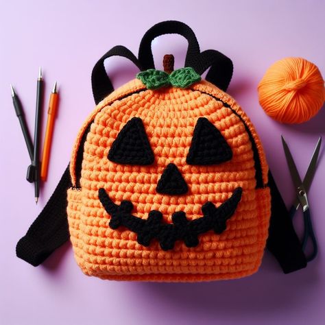 Pumpkin Crochet, Mochila Crochet, Crochet Backpack Pattern, Purse Crafts, Quick Crochet Patterns, Crochet Backpack, Crochet Birds, Backpack Pattern, Beginner Crochet Projects