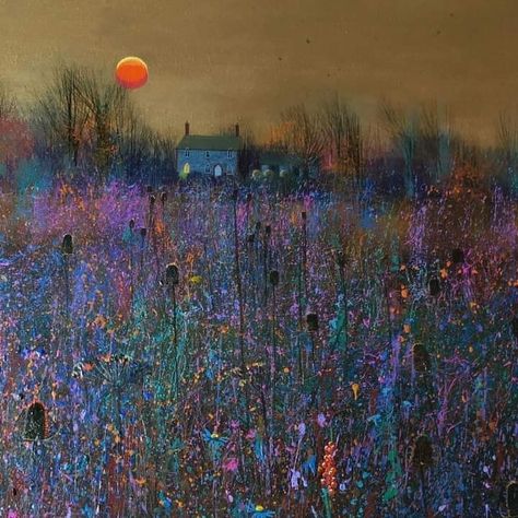 By Paul Evans Evans Art, Paul Evans, Architecture Painting, Good Night Moon, Naive Art, Dream Art, Moon Art, Abstract Landscape, Card Art