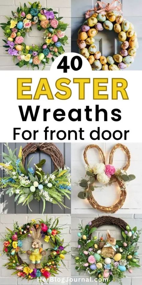 easter wreaths for front door decoration Natural Easter Decor, Easter Home Decor Ideas, Easter Wreath Ideas, Easter Wreaths For Front Door, Spring Wreath Ideas, Diy Easter Wreath, Dollar Store Finds, Wreath Stand, Easter Door Wreaths