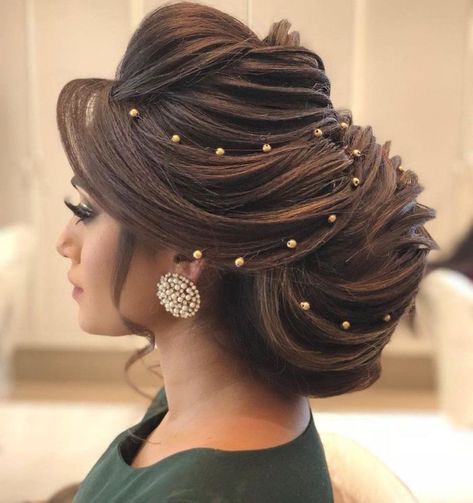 Bridal Hair Decorations, Engagement Hairstyles, Bridal Hairdo, Ladies Hair, Bridal Hair Buns, Bridal Hair Updo, Elegant Wedding Hair, Long Hair Wedding Styles, Front Hair Styles