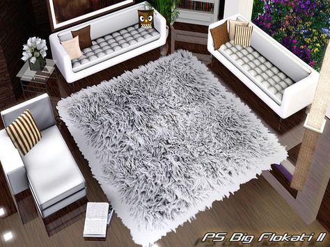 Pralinesims' PS Big Flokati II Sims 4 Bedroom, Sims 4 Cc Makeup, Sims 4 Cc Skin, Casas The Sims 4, Sims 4 Cc Furniture, Big Rugs, Fluffy Rug, Sims Community, Sims 4 Houses