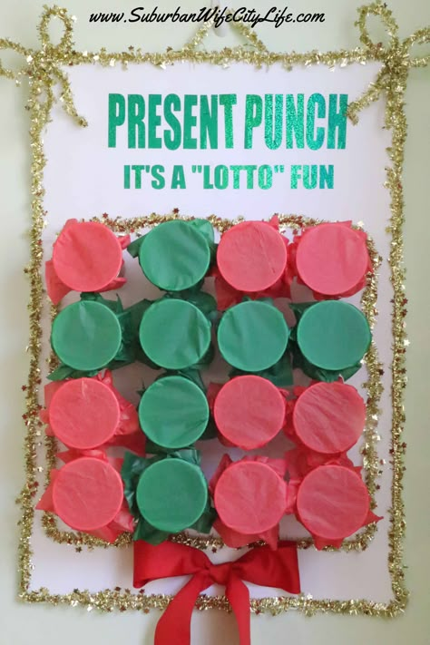 How to make a punch board for a holiday game Poke A Hole Christmas Game, Casino Themed Christmas Party, Christmas Punch Out Game, Pull A String Christmas Game, Christmas Casino Party, Poke A Present Game, Christmas Roulette Game, Gift Card Roulette Game, Christmas In Vegas Theme Party