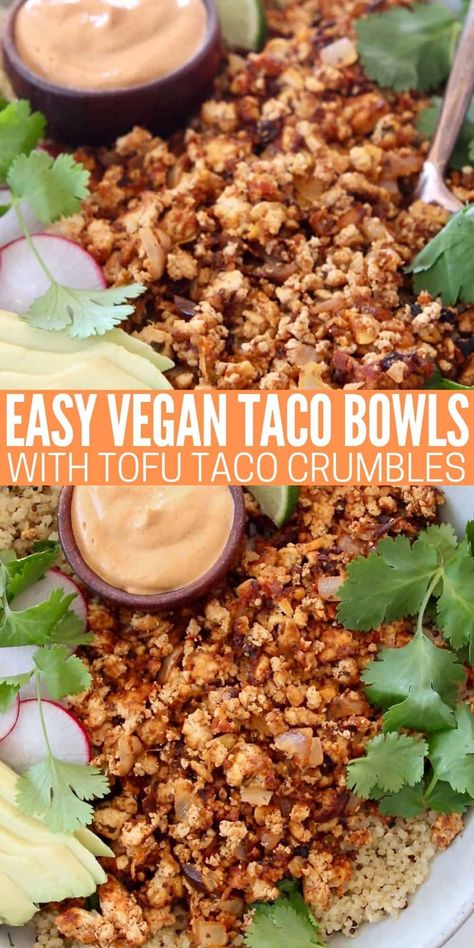 Vegan Chipotle Sauce, Tofu Taco Meat, Tofu Crumbles, Chipotle Tacos, Chipotle Tofu, Gluten Free Bowl, Easy Delicious Dinner Recipes, Vegetarian Sauces, Creamy Chipotle Sauce