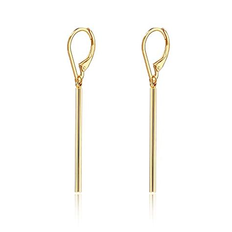 Long Bar Earrings, Lingot D'or, Circle Bar, Bar Earring, Gold Bar Earrings, Gold Bars, Vertical Bar, Gifts For Your Sister, Earring Gold