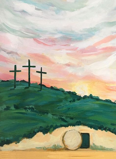 Bible Painting, Jesus Tomb, Christian Drawings, Easter Paintings, Paint Inspo, Painting Girl, Bible Illustrations, Jesus Christ Art, Christian Things