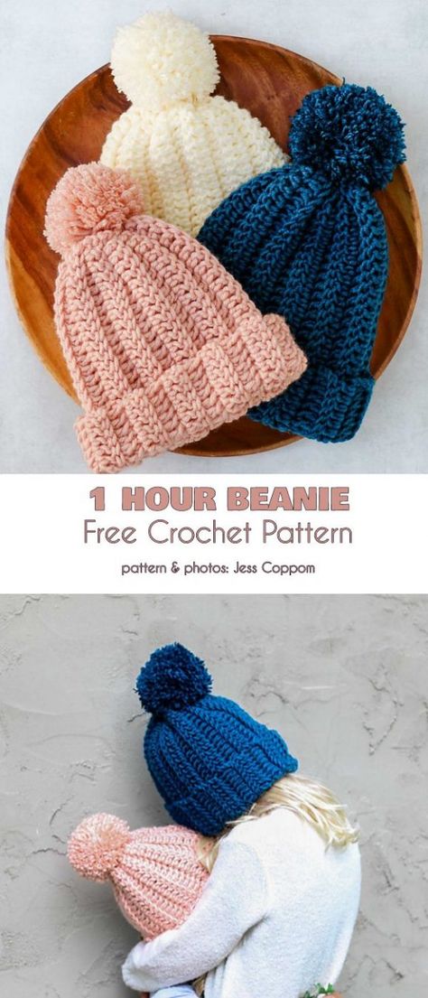 1 Hour Beanie Free Crochet Pattern Stretchy beanies are a great way to keep your bean warm on cold and blustery days. Quick and easy pattern, good for beginners! #freecrochetpatterns #crochetbeanie Beanies Crochet, Beanie Free Crochet Pattern, Crochet Whale, Confection Au Crochet, Crochet Hat Free, Bonnet Crochet, Cap Ideas, Crochet Beanie Pattern, Crochet Hats Free Pattern