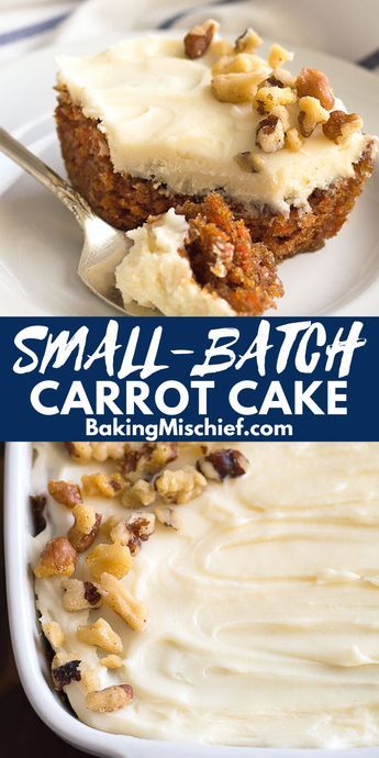 Carrot Cake Recipe 8x8 Pan, Personal Carrot Cake, Small Batch Biscuit Recipe Easy, Desserts For Two Easy Quick, Carrot Cake With Cream Cheese Frosting, Six Inch Cakes, Snack Cake Recipes 8x8, Small Batch Carrot Cake, Food For Two People