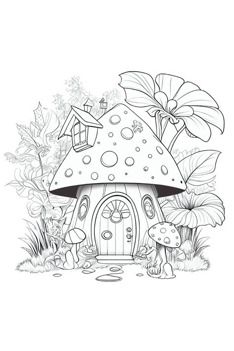 Free Fairy House Coloring Page For Adults Fairy House Drawing, Fairy Garden Drawing, Garden Coloring Pages, Coloring Pages For Grown Ups, الفن الرقمي, House Colouring Pages, Free Adult Coloring Pages, Fairy Coloring Pages, Fairy Coloring