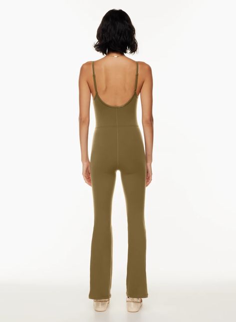 DIVINITY KICK FLARE JUMPSUIT | Aritzia Jumpsuit Backless, Olive Skirt, Denim Vans, What Is Fashion, Rompers For Women, Flare Jumpsuit, Romper Outfit, Kick Flares, Wicks