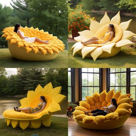 Flower Chair, Weird Furniture, Daycare Design, Crazy Houses, Silver Furniture, Boho Interior Design, Artistic Furniture, Theme Nature, Apartment Living Room Design