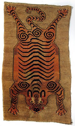 Tibetan tiger rug, photo by giovanni garcia-fenech Afro Decor, Text Mode, Tiger Rugs, Tibetan Tiger Rug, Chinese Textiles, Tibetan Rug, Tibetan Tiger, Tiger Rug, Tibetan Rugs