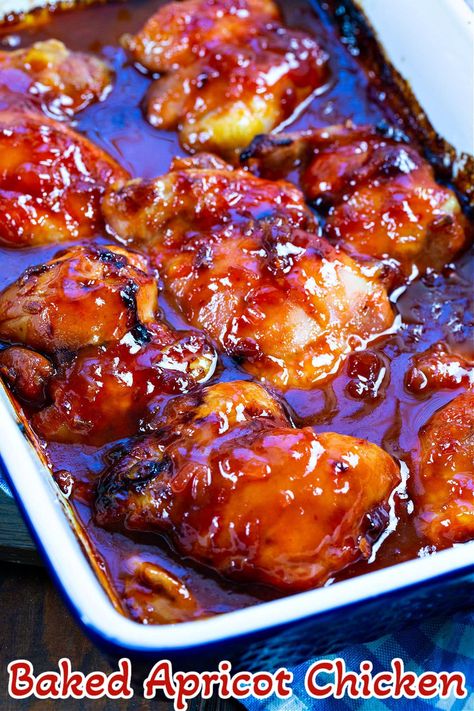 Baked Apricot Chicken Pioneer Woman Braised Chicken With Apricots, Jelly Chicken Recipes, Chicken Apricot Preserves Recipe, Apricot Chicken Recipes Baked, Apricot Chicken Thighs, Apricot Chicken Breast, Baked Apricot Chicken, Apricot Glazed Chicken, Apricot Chicken Recipes