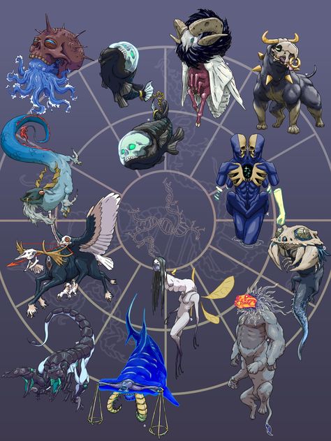 (2) 餅餠 #骨キメラ on X: "十二星座(zodiac sign) https://t.co/0YlEzsGoXk" / X Dnd Gods, Creature Character, Monster Ideas, Mtg Art, Dnd Ideas, Warcraft Art, Alien Character, Cosmic Horror, 다크 판타지