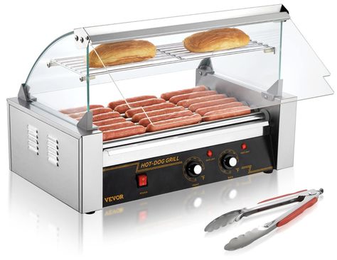 Grill Like a Pro: Get those dogs rolling! Our hot dog roller boasts a commercial-grade stainless steel grill and ETL-certified supreme quality. 7 non-stick rollers can cook up to 18 hot dogs at once. It is the #1 choice for food stands, family parties, and barbecues. Designed for all varieties of hot dogs, sausages, meatballs, etc. Backsplash Shelf, Hot Dog Roller, Grill Machine, Grilling Hot Dogs, Oil Drip, Baked Corn, Gear Drive, Stainless Steel Grill, Keep Food Warm