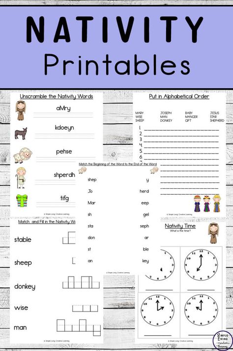 Nativity Worksheets For Kids, Nativity Worksheets Free Printable, Nativity Printables, Study Craft, Thematic Units, Creative Learning, Handwriting Practice, Literacy Skills, Study Unit