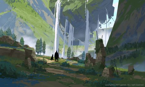 ArtStation - Project V4-Celestial island rough concept, Kalle(JunYeong Shin) Game Art Portfolio, Eva Mood, Exterior Perspective, Sky Islands, Atmospheric Perspective, Style Development, Background Reference, Vis Dev, Concept Art Tutorial