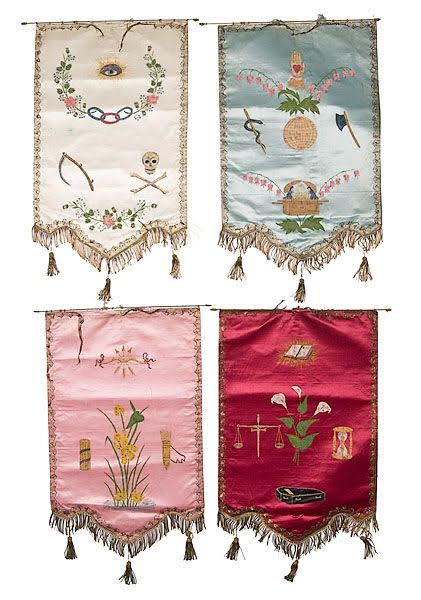 Oddfellows Symbols, Odd Fellow, Vintage Banner, Odd Fellows, Pagan Art, Pennant Banners, Secret Society, Embroidery Inspiration, Quilt Inspiration