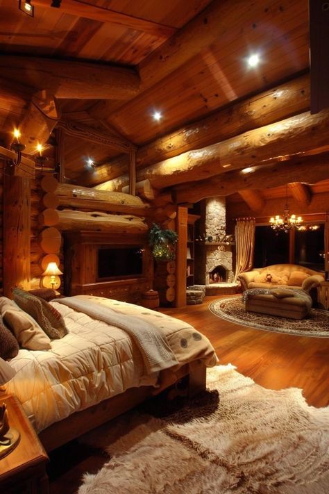 Mansion Bedroom, Log Cabin Interior, Log Cabin Ideas, Dream Life House, Tuscan House, Rustic Home Design, Unique Houses, Future Lifestyle, Design Your Dream House