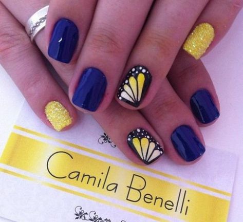 Summer Nail Art Ideas, Nail Artwork, Yellow Nail, Summer Nail Art, Butterfly Nail Art, Nail Art Designs Summer, Her Nails, Cute Summer Nails, Best Nail Art Designs