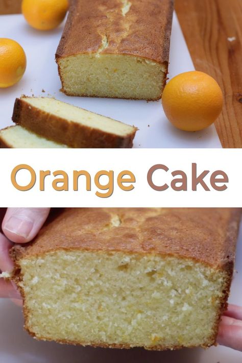 This recipe for orange cake is soft and moist and is perfect plain or frosted. It is really easy to make using simple ingredients like, butter, flour, sugar, sour cream, eggs, orange juice, orange zest, baking powder, and salt. I can do it, you can do it! Homemade Orange Cake Recipe, Homemade Orange Cake, Cookies And Cream Fudge, Cream Eggs, Orange Extract, Citrus Recipes, Orange Cake Recipe, Tasty Dessert, Delicious Cake Recipes