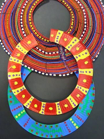 Manualidades veraniegas para niños 3 / Summer crafts for kids 3 Africa Craft, African Art Projects, International Craft, Paper Plate Crafts For Kids, African Crafts, Afrique Art, Afrikaanse Kunst, Paper Plate Crafts, African Necklace