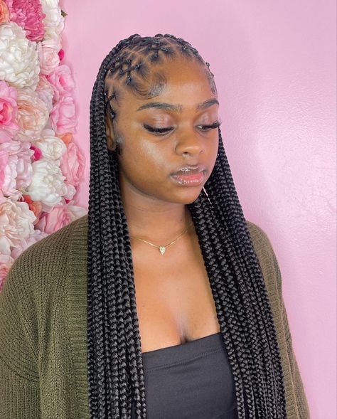 Cross Cross Braids, Crisscross Braids, Bhaddie Hairstyle, Braids Hairstyles For Black Women, Fav Hairstyles, Twists Hairstyles, Hairstyles Box Braids, Cute Box Braids, Big Box Braids Hairstyles