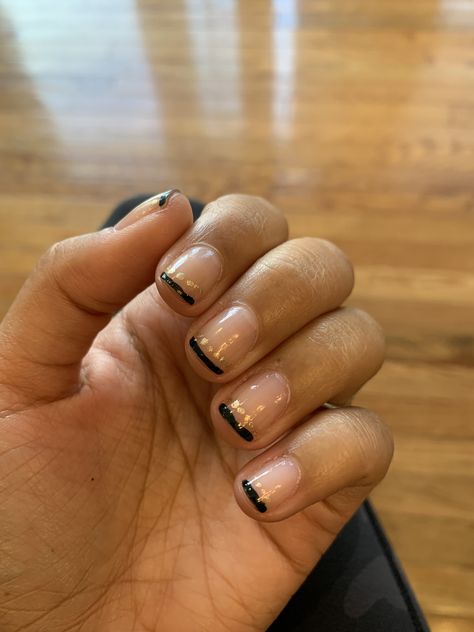 Black And Gold French Tip Nails Short, Black Nails Gold Tips, Starbucks Flat White, Black Nail Tips, Black And Gold Nails, Gold French Tip, Short French Nails, Red And Gold Nails, Gold Inspiration