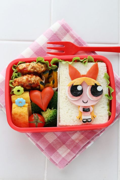 The Power Puff, Power Puff Girls, Nori Seaweed, Cute Bento, Bento Recipes, Sliced Ham, Power Puff, Puff Girl, Sandwich Recipe