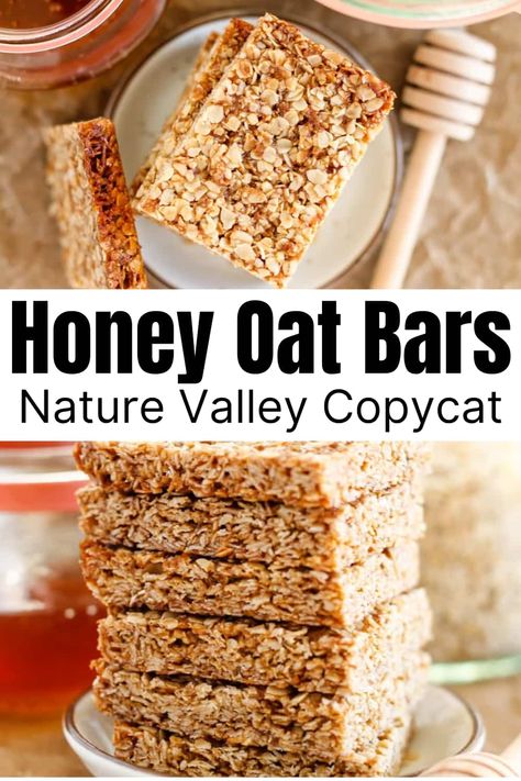 Honey Oatmeal Bars, Honey Granola Bar Recipe, Honey Granola Recipe, Quick Oat Recipes, Breakfast Finger Foods, Oat Bars Healthy, Honey Snacks, Homemade Granola Bar Recipe, Homemade Granola Bars Healthy