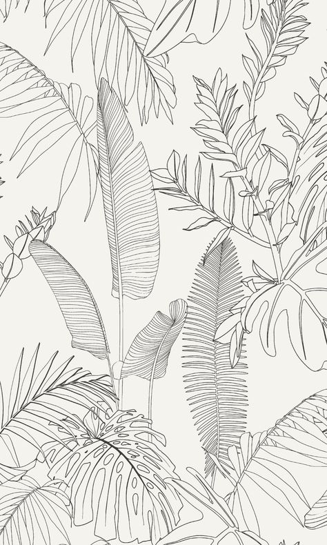 Bring the lush beauty of the tropics into your home with our Printed Tropical Leaves Botanical Wallpaper. This stunning wallpaper showcases a vibrant array of exotic foliage, including palm leaves, banana leaves, and other tropical plants, creating a captivating botanical oasis on your walls. The intricate details and rich colors of the foliage add depth and dimension to any room, infusing your space with a fresh and natural ambiance. Whether you're decorating a bedroom, living room, or dining area, this botanical print wallpaper instantly transforms your interior into a tropical paradise. Elevate your décor with the exotic charm of our Printed Tropical Leaves Botanical Wallpaper. Large Leaf Wallpaper, Bedroom Tropical Wallpaper, Black And White Botanical Wallpaper, Plant Pattern Wallpaper, Abstract Designs Pattern, White Plant Wallpaper, Tropical Wallpaper Texture, Dining Wall Design, Tropical Wallpaper Bedroom