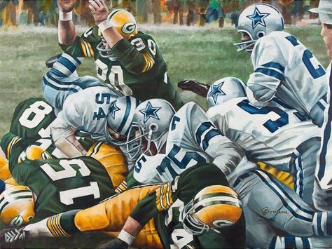 "Ice Bowl" Packers vs. Cowboys by Dan Stromme Ice Bowl, Sports Art, Iron Art, Nfl Teams, Paper Projects, Green Bay Packers, Art Project, Green Bay, Dallas Cowboys