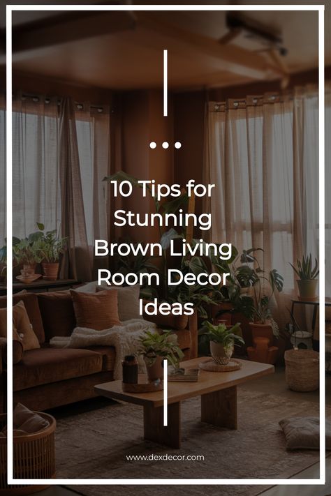 Stylish brown living room with cozy seating, plants, and natural light. Dark Brown Carpet Living Room, Brown Carpet Living Room, Dark Brown Carpet, Olive Living Rooms, Brown Couch Decor, Brown And Cream Living Room, Brown Accent Pillow, Dark Brown Furniture, Brown Living Room Decor