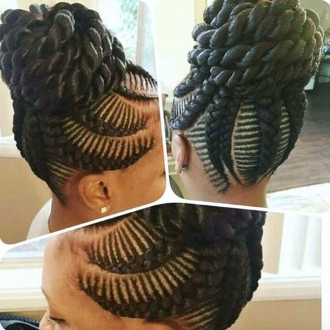 Braid Hairstyles Updo, Puff Braids, Boss Hairstyles, Women Braid Hairstyles, Braided Updo Black Hair, Braid Mohawk, Big Cornrow Braids, Wool Hairstyles, Cornrow Updo Hairstyles