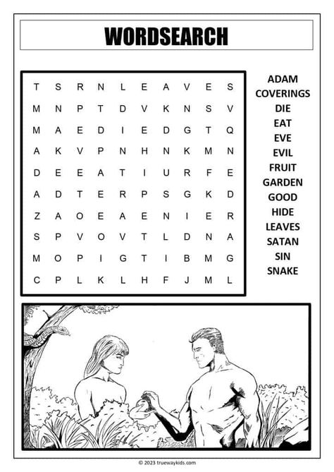 Bible Activity Sheets, Teen Bible Lessons, Adam And Eve Bible, Sunday School Coloring Sheets, Genesis Bible Study, Sunday School Worksheets, Teen Bible Study, Bible Word Searches, Throat Remedies