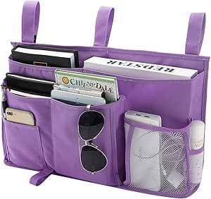 Bseash Bunk Bed Organizer, Bedside Caddy Hanging Bed Organizer Storage Bag 8 Pockets, for College Dorm Rooms Bed, Hospital Bed, Baby Bed Rails, 600D Oxford Cloth (Purple) Bunk Bed Organization, Baby Bed Rails, Bed Caddy, Bed Organizer, Dorm Room Accessories, Rooms Bed, Bed Organiser, Bedside Caddy, Bedside Organizer