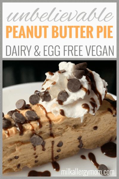 Vegan Peanut Butter Pie, Dairy Free Pies, Easy Peanut Butter Pie, Milk Allergy Mom, Milk Allergy, Sugar Free Sweets, Dairy Desserts, Dairy Free Cream, Dairy Free Yogurt