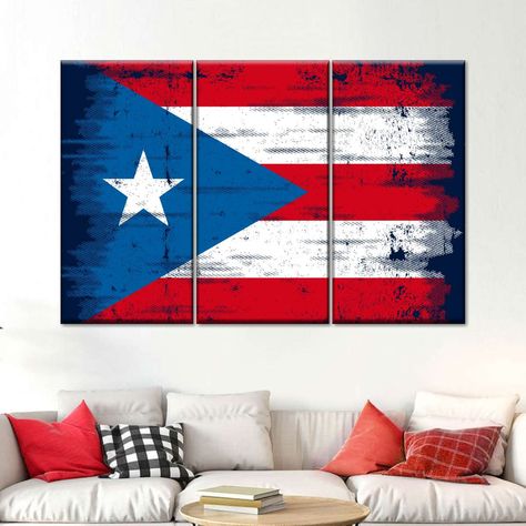 Flag Artwork, Puerto Rican Flag, Puerto Rico Flag, Ways To Show Love, Flag Wall, Fishing Decor, Show Love, Puerto Rican, Multi Panel Canvas