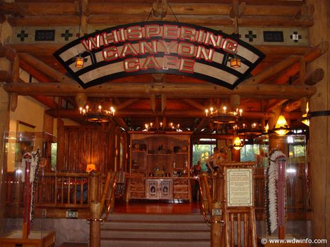 An absolute MUST visit on any Disney trip - Whispering Canyon Cafe at Disney's Wilderness Lodge Whispering Canyon Cafe, Dining At Disney World, Cafe Photo, Disney Wilderness Lodge, Themed Restaurant, Disney Eats, Disney World Restaurants, Disney World Food, Wilderness Lodge