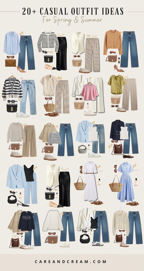 Casual Ideas Outfit, Fashion Outfit Ideas Woman, Spring Outfit Blazer, Casual Chic Spring 2024, Different Wardrobe Styles, Summer Wardrobe Outfits, Casual Spring Capsule Wardrobe 2024, Cute And Casual Summer Outfits, Comfortable Spring Outfits Casual