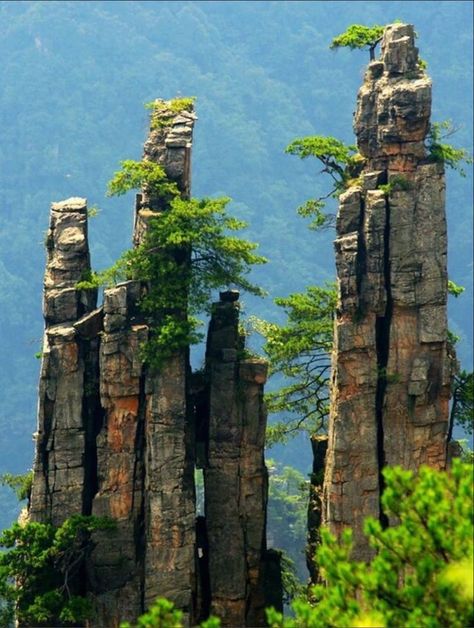 China Mountains, Tianzi Mountains, Chinese Mountains, Viking Village, Mountain Landscape Photography, Zhangjiajie, Rock Textures, Nature Of God, Chinese Landscape