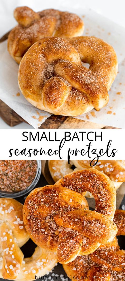 Small Batch Soft Pretzels, Pretzel Recipe Small Batch, Small Batch Pretzels, Homemade Bagels Small Batch, Soft Pretzel Toppings, Small Batch Bagel Recipe, Small Batch Appetizers, Single Bagel Recipe, Small Batch Bagels